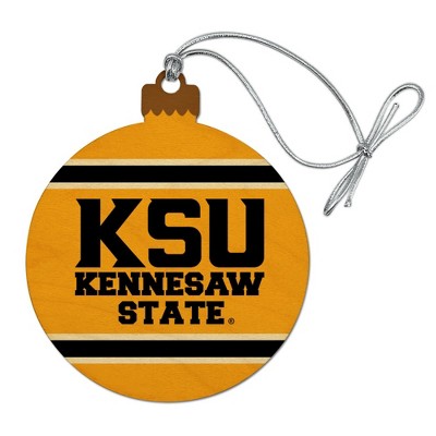 Kennesaw State KSU Stripes Wood Christmas Tree Holiday Ornament