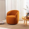 25.6"Swivel Accent 360°Swivel  Armchair Barrel Chair With Black Powder Coating Metal Ring，White+Velvet - 2 of 4