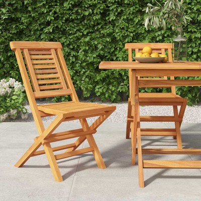 Folding Garden Chair Set of 2 Teak Solid teak wood Standard vidaXL