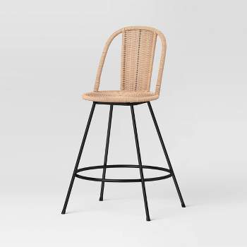 Olivine Rounded Back Woven Counter Height Barstool with Metal Legs Natural - Threshold™