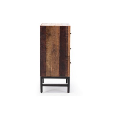 Benton Natural Oak Wood Chevron Pattern 3-Drawer Nightstand