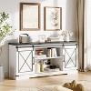 Homhougo Farmhouse TV Stand for TV up to 65 Inches, Entertainment Center with Sliding Barn Doors and Adjustable Shelf, White - 3 of 4
