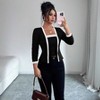 Women's 2-Piece Blazer Top Set Long Sleeve Cropped Cardigan Square Neck Tank Sets - 2 of 4
