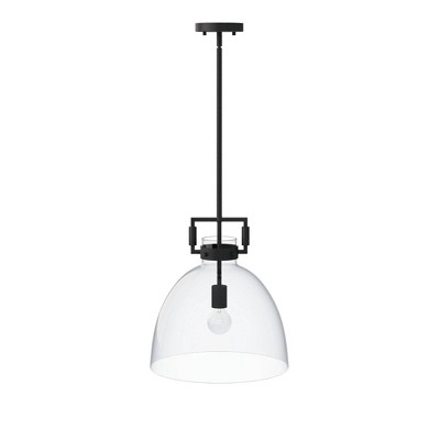 Black Glass Dome Pendant Light with Adjustable Cord