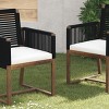Durable Acacia Wood Outdoor Armchairs with Handwoven Rope Back & Arms, Washable Cushions, and Water-Resistant Fabric – Set of 2-Coolbibila - 3 of 4