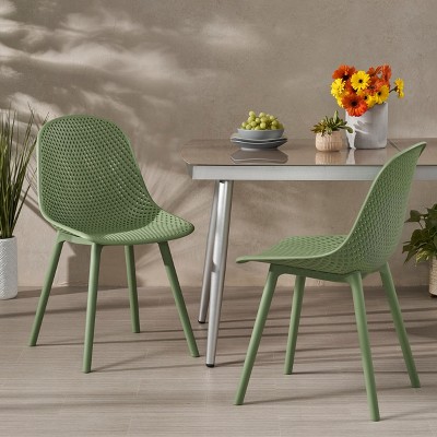 Christopher Knight Home Posey Outdoor Modern Resin Armless Dining Chairs with Breathable Design (Set of 2)