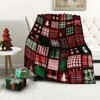 1pc Christmas Winter Flannel Blanket Christmas Tree Snowflake Buffalo Plaid Red Green White Soft Throw Blanket for Xmas Holiday. - 4 of 4