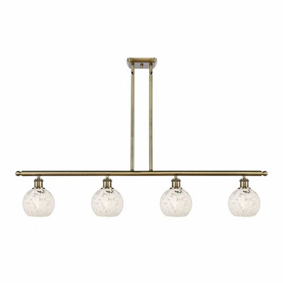 White Mouchette - 4 Light Stem Hung Island In Modern Style-8.5 Inches Tall and 48 Inches Wide