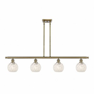 White Mouchette - 4 Light Stem Hung Island In Modern Style-8.5 Inches Tall and 48 Inches Wide - 1 of 1