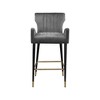Meridian Furniture,Luxe Grey Velvet Stool, Set of 2 - 3 of 4