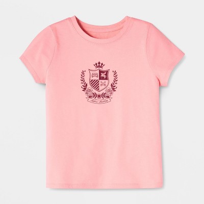 Cat & Jack Girls' Short Sleeve 100% Cotton 'Vintage Crest' Graphic T-Shirt - Cat & Jack™ Pink M — фото 2