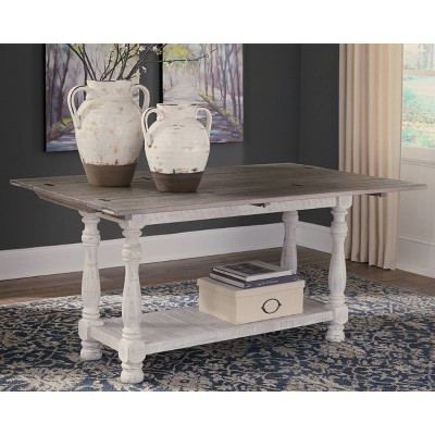 Rustic Gray and White Pine Wood Flip-Top Console Table with Storage