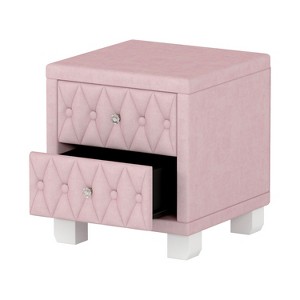 Racxily Elegant Velvet Nightstand with 2 Drawers and Crystal Handle, Storage Bedside Table with Button-Tufted - 1 of 4