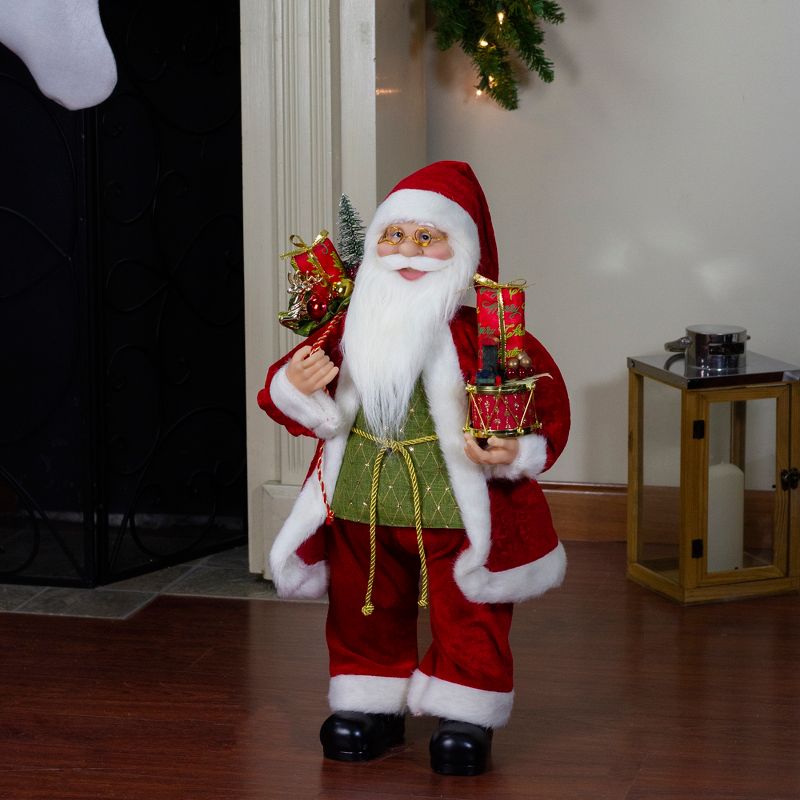 Northlight 24" Red and White Santa Claus with Presents and Drum Christmas Figure, 5 of 6
