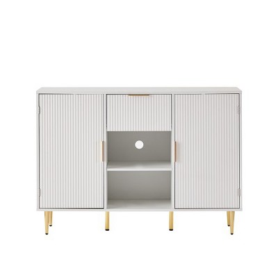 Sideboard Buffet Cabinet, Kitchen Pantry Cabinet With Adjustable Shelves, Open Small Compartments, Handles, Metal Legs, Console Table For Entrance
