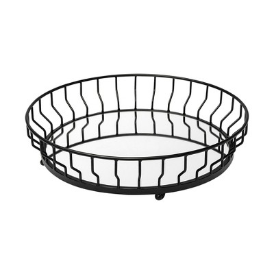 HomeRoots 20" Black Round Metal Indoor Outdoor Serving Tray With Handles