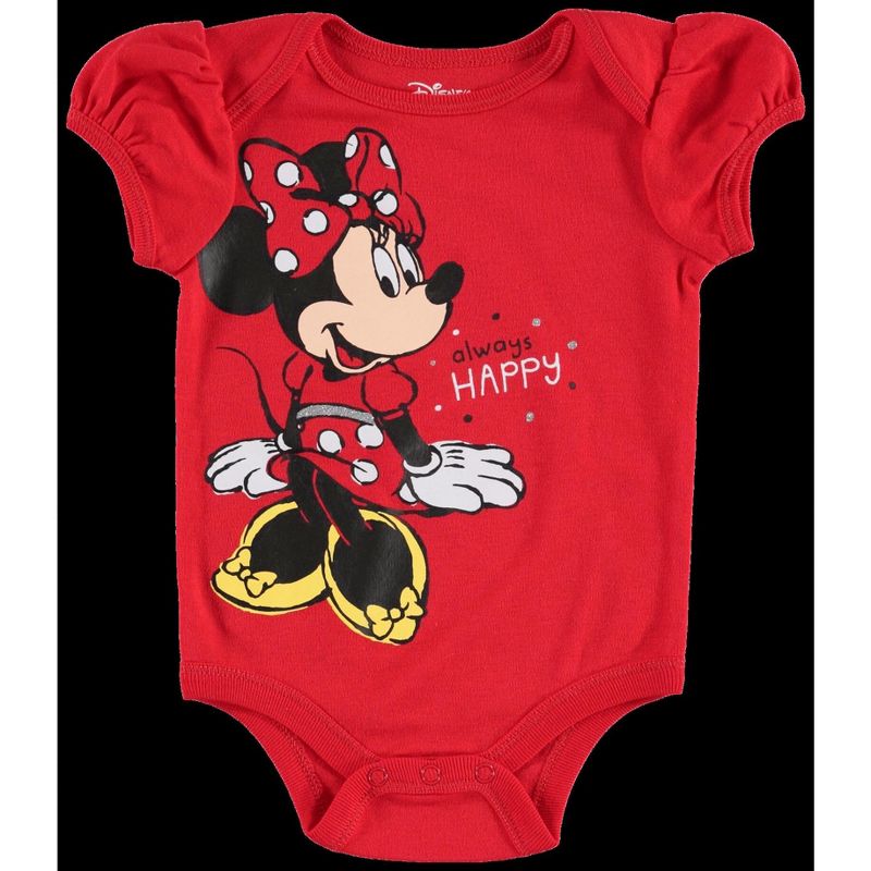 Disney Minnie Mouse Baby Girls Bodysuit Pants Bib and Hat 4 Piece Outfit Set Newborn to Infant, 2 of 10