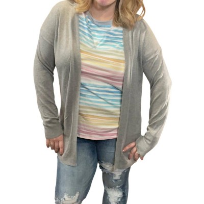 Women's Ribbed Open Front Cardigan - eesome