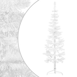 vidaXL Christmas Tree Decoration Slim Artificial Half Xmas Tree with Stand - White 47.2" - 1 of 4