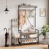 Nasitip Industrial Entryway Hall Tree with Bench - Parent-Child Coat Rack & Shoe Storage Organizer with Hooks, Top Shelf for Home & Office - 4 of 4