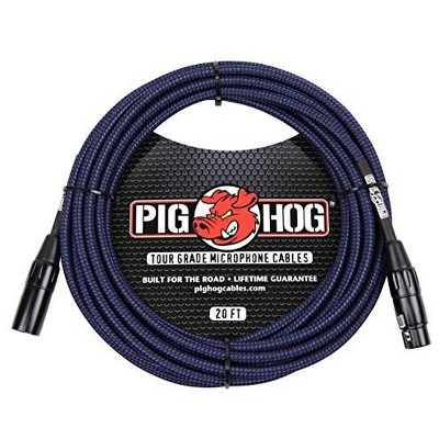PIGHOG BK/BL WOVEN MIC CABLE, 20FT XLR