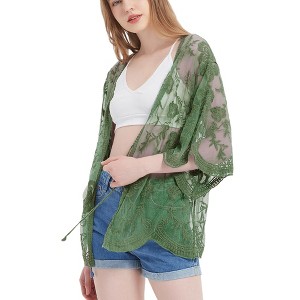 Anna-Kaci Women's Short Embroidered Lace Duster Crop Cardigan - 1 of 4