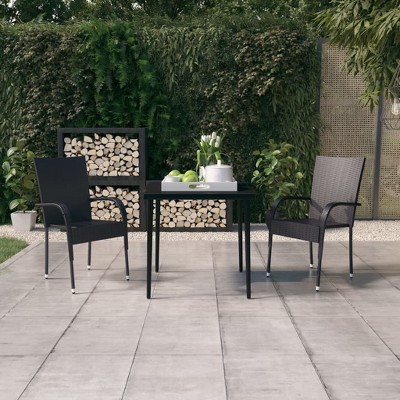 Garden Dining Set Gray and Black PE rattan Medium Durable vidaXL