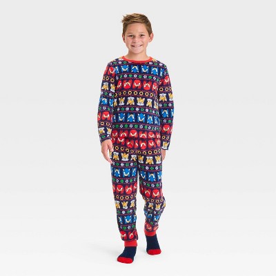 Boys' Sonic the Hedgehog 2pc Cozy Pajama Set and Socks - Navy Blue M