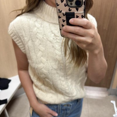 Women's Mock Turtleneck Cropped Sweater Vest - A New Day™ Cream S : Target