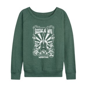 Women's - Woodstock - Summer Of Love Lightweight French Terry Wide Neck Long Sleeve Graphic Shirt - 1 of 4