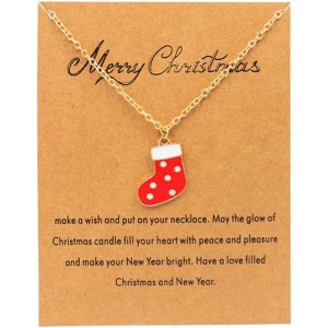 Christmas Theme Necklace Set with Enamel Charms Holiday Party Gift - 1 of 4