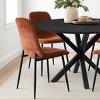 Olive+Oslo Black Dining Table Set for 4, Solid Round Black Grain Dining Table Sets with 4 Upholstered Dining Chairs Black Legs-Maison Boucle - image 3 of 4