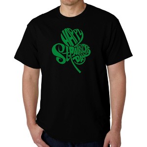 LA Pop Art Men's Word Art T-shirt - St. Patrick's Day Shamrock Black Large - 1 of 4