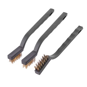 Unique Bargains Plastic Handle Metal Wire Household Bristle Cleaning Brush Black 1.3" x 0.3" x 0.5" 3 Pcs - 1 of 3