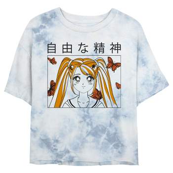 Juniors Womens Lost Gods Butterfly Anime School Girl T-Shirt