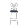 30" Faux Leather Bar Stool with Brushed Stainless Steel Base and 360-Degree Swivel for Kitchen or Bar Area - 3 of 4
