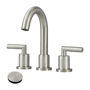 Bathroom Faucet 2 Handle 8 Inch Bathroom Sink Faucets Stainless Steel 3 Hole Widespread with Pop Up Drain and Water Supply Hoses, Brushed Nickel - 1 of 4