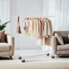 Extendable Hanging Rod Clothes Rack with Wheels Heavy-Duty Garment Rack Freestanding Clothes Rack for Hanging Clothes - 3 of 4