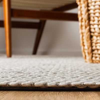 Ivory Stripe Handwoven Wool 6' x 9' Area Rug