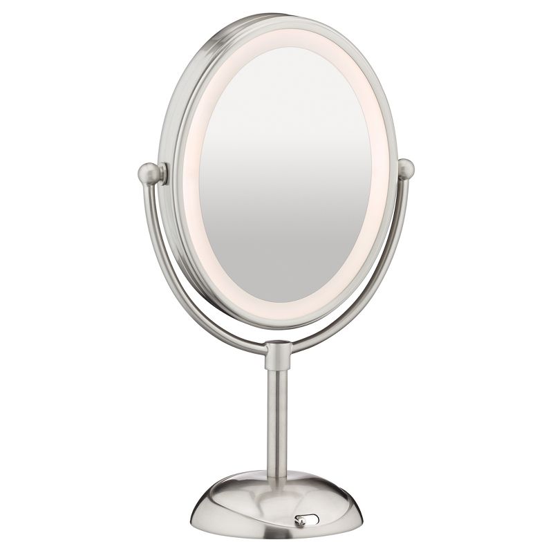 Conair Double-Sided LED Lighted Satin Nickel Finish Cosmetic Mirror - 1x &#38; 7x Magnification, 3 of 6