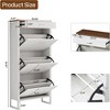 QingMoon Shoe Cabinet, Hidden Narrow Shoe Organizer, Slim Freestanding Storage Rack with 3 Flip Drawers and 1 Drawer for Entryway, Hallway - 3 of 4