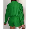 Women's  2 Piece sets  Button Down Shirt Long Sleeve Short Drawstring  Outfits - 4 of 4