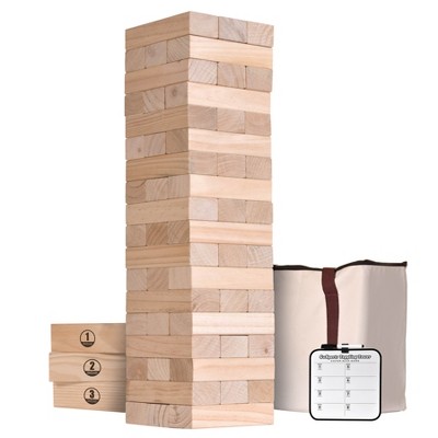 Yard Games Large Jr. Tumbling Timbers 21 Wood Block Stacking Game, Natural