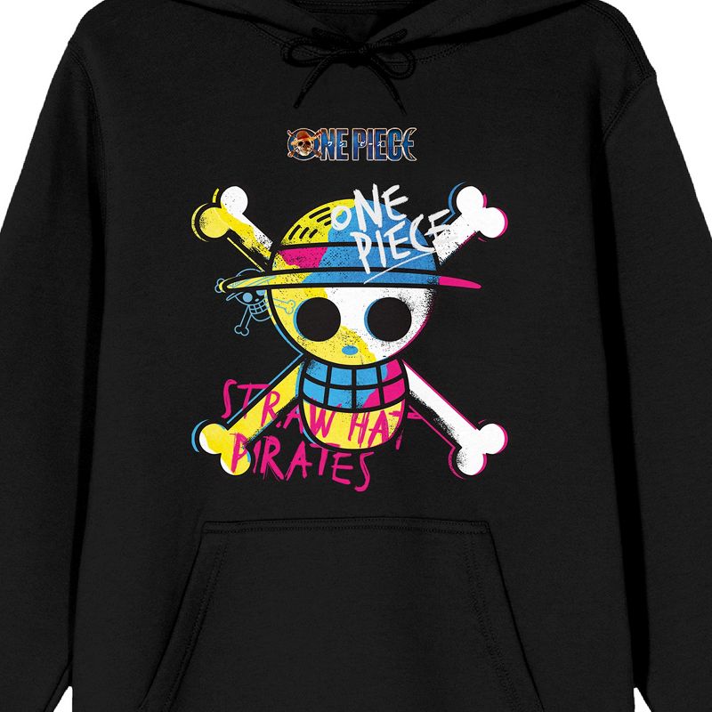 One Piece (Live Action) Graffiti-Style Straw Hat Pirates Adult Black Graphic Hoodie, 2 of 4