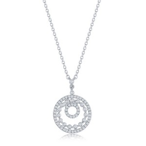 Diamonds D'Argento Sterling Silver, Open Circles Diamond Necklace - (68 Stones) - Silver - 16+2 Inch - 1 of 3