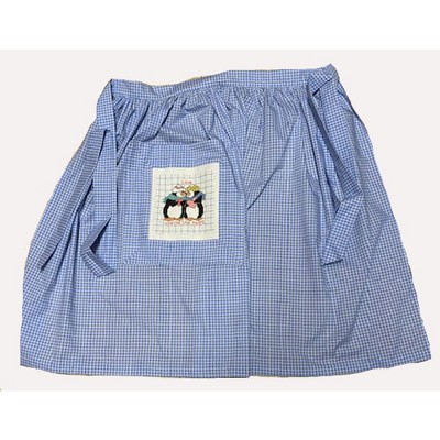 Love Warms The Heart Penguins Pocket 100 % Cotton Half Apron