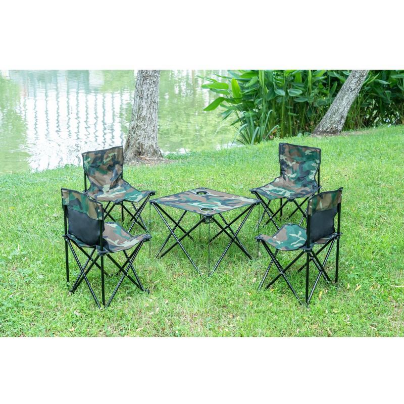 MPM Foldable Camping Table and Chair Set with Carrying Case, Collapsible Portable Lightweight, Perfect for Camping, Picn, 4 of 5