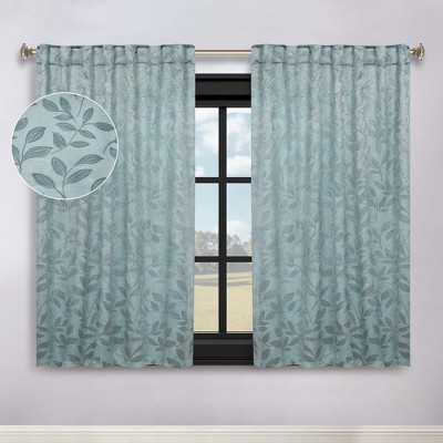 Leaves Room Darkening Semi-Blackout Curtains With Back Tabs, Set of 2 by Blue Nile Mills