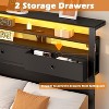 Furnulem Twin Bed Frames with Charging Station and LED Lights Wood Headboard with 2 Fabric Drawers and Storage Shelves Platform Bed with Metal Slats - 4 of 4