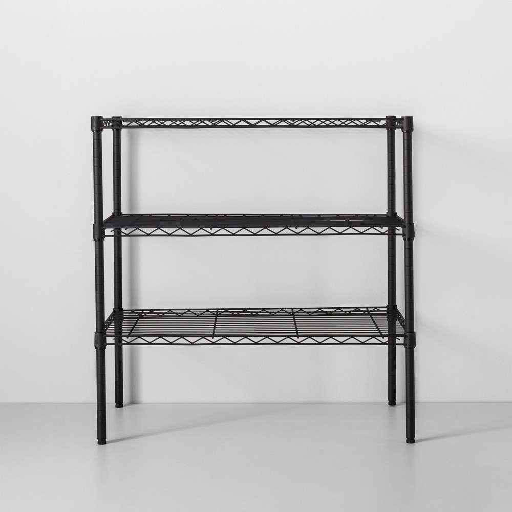 3 Tier Wide Wire Shelf Black - Made By Design